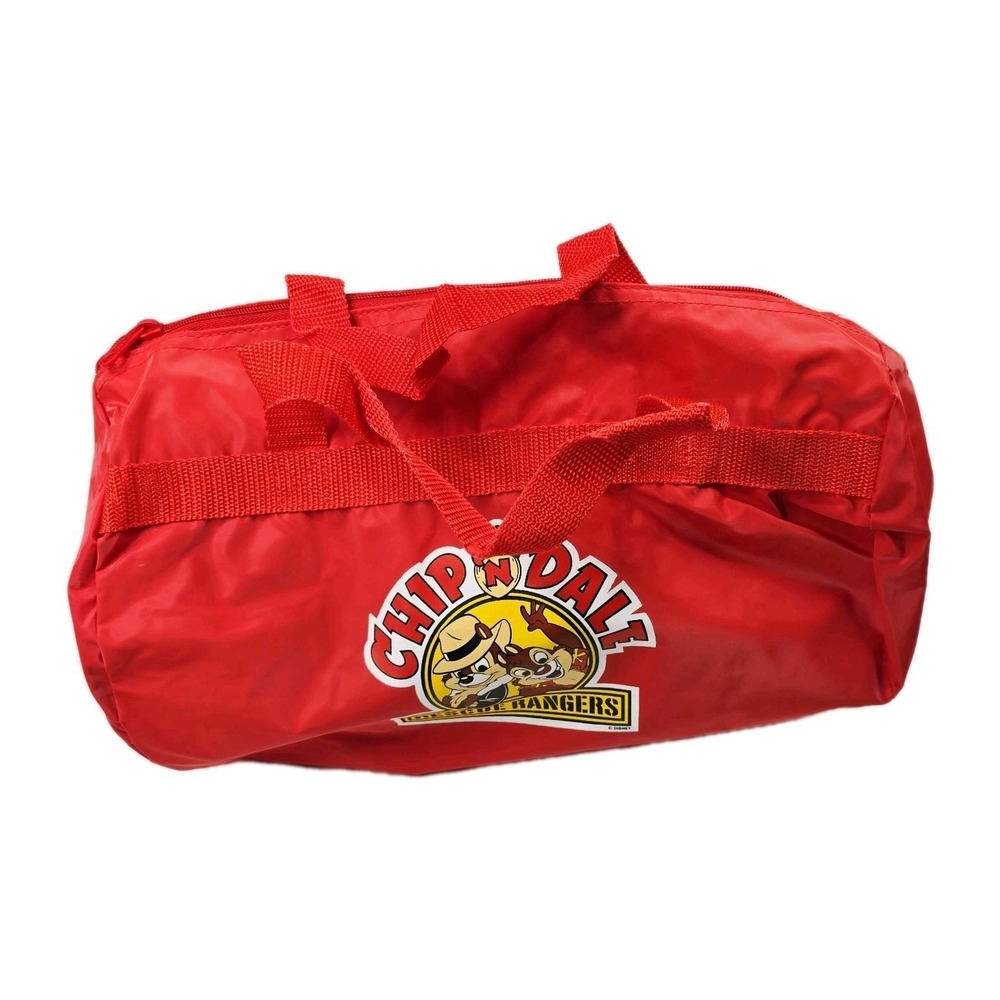 Vintage 90s Disney Chip N Dale Rescue Rangers Duffle Bag Red Nylon Travel Tote